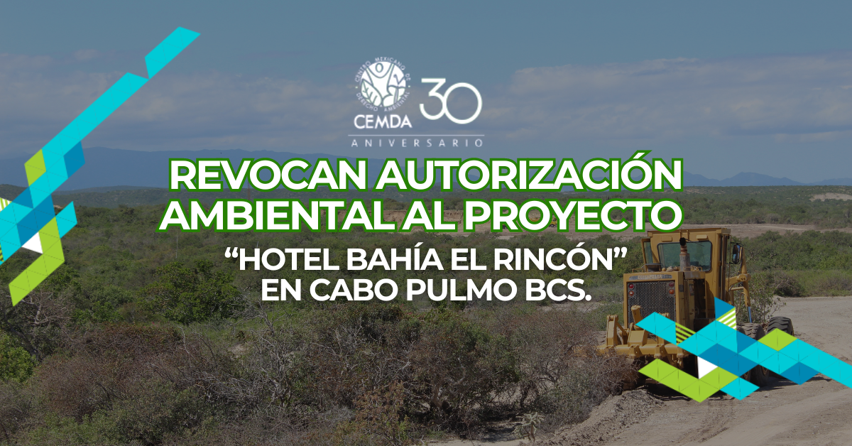 REVOCAN AUTORIZACIÓN AMBIENTAL AL PROYECTO “HOTEL BAHÍA EL RINCÓN”, EN CABO PULMO BCS.