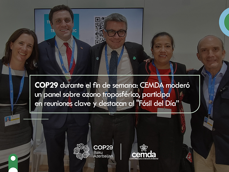 COP29 durante el fin de semana:  CEMDA moderó un panel sobre ozono troposférico, participa en reuniones clave y destacan al “Fósil del Día”